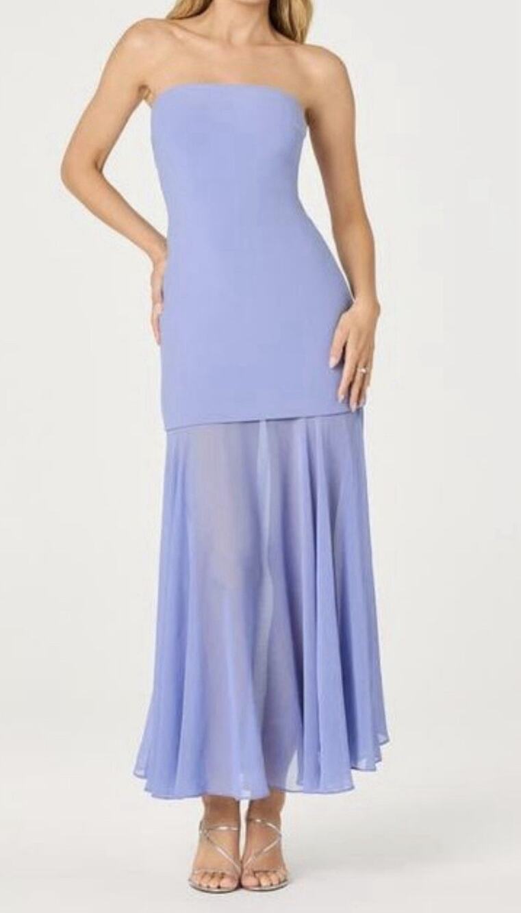 ASTR the Label Lizet Strapless Maxi Dress In Periwinkle Sz L EUC